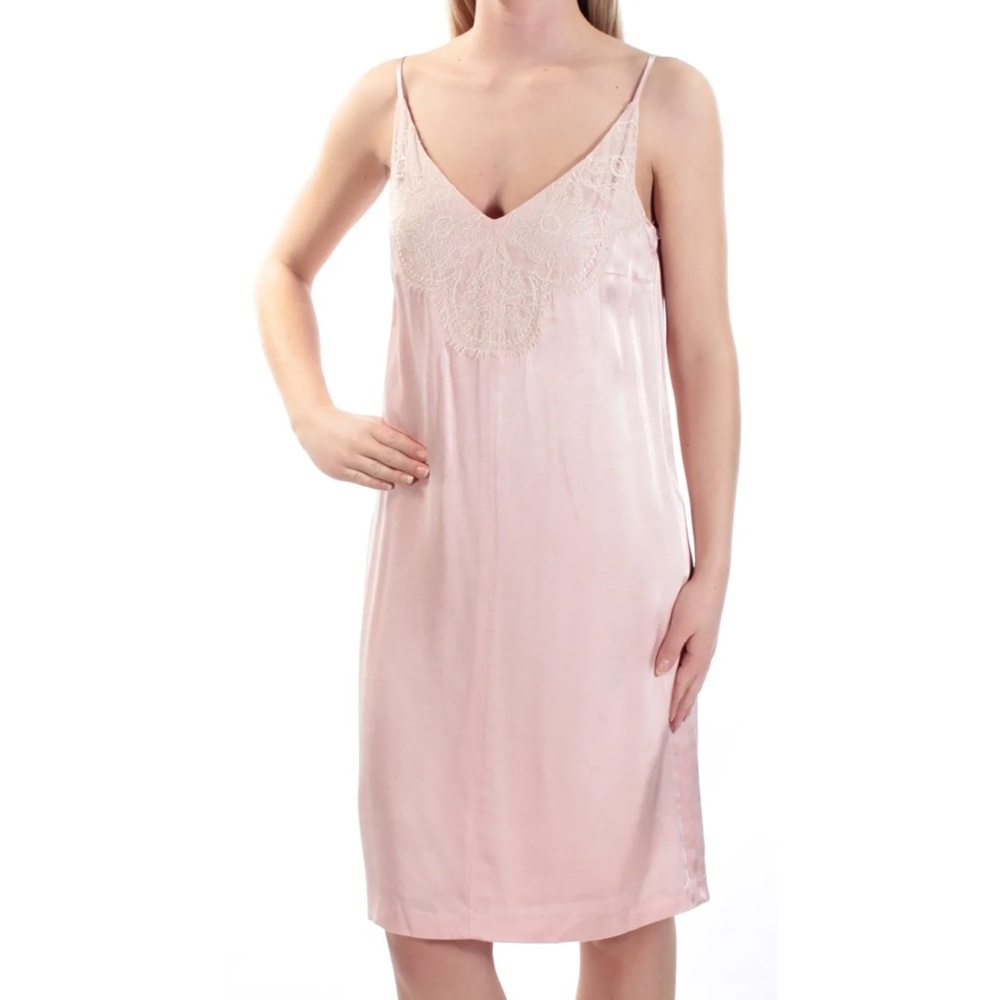 1. State‎ Women’s Pink Spaghetti Strap V Neck Knee Length Dress Size L